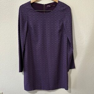 Prana Purple Sheath Dress with Geometric Print